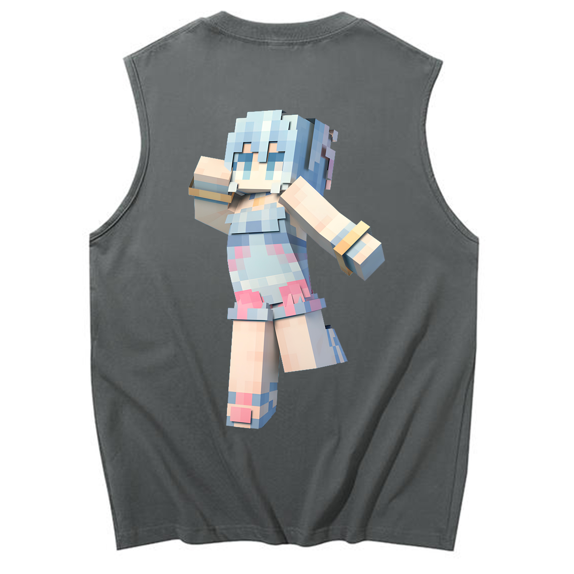 （画像用） マインクラフト ブロックの世界 Minecraft MC Block world コットン100％タンクトップ（背面プリント）